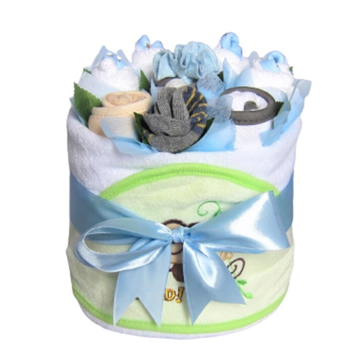 Flower Bouquet Baby Boy Small Nappy Cake