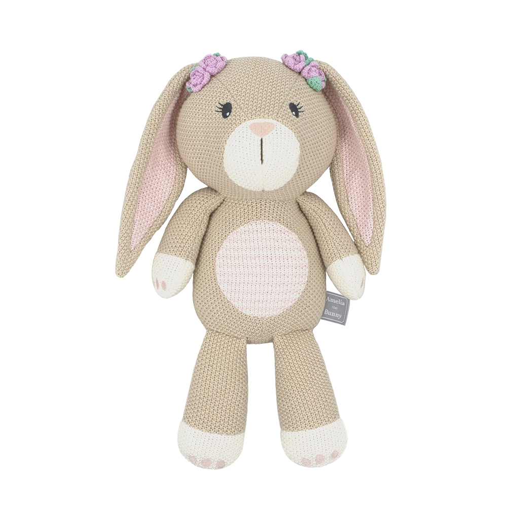 Amelia Bunny Knitted Cotton Baby Rattle