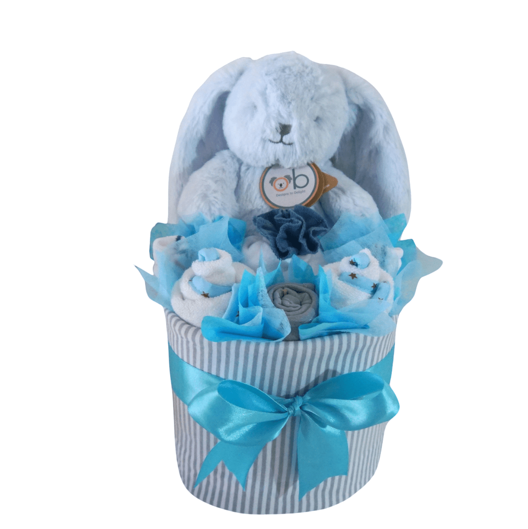 Bunny Baby Boy Deluxe Small Nappy Cake